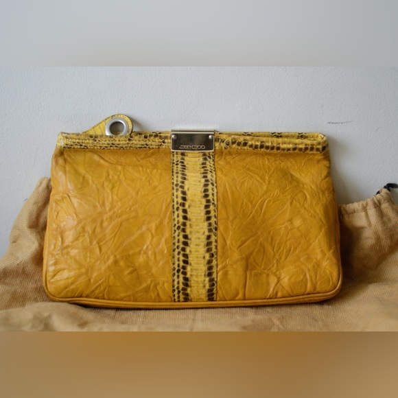 Jimmy choo yellow leather snakeskin clutch - Picture 5 of 16